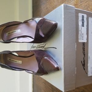 Brian Atwood Lizard/Suede Pointy Pump - Size 37